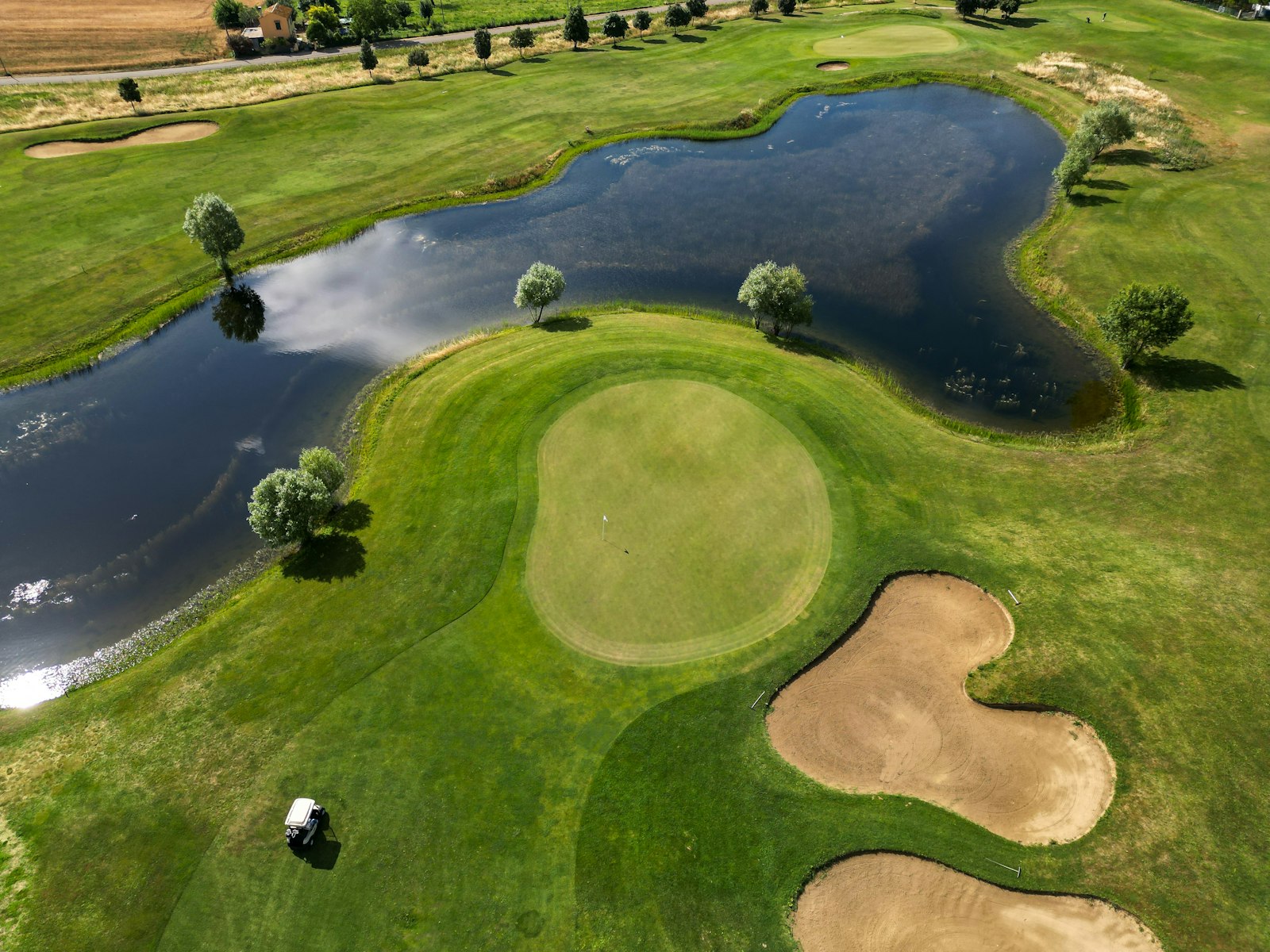 Aerial view of a golf course captured by drone